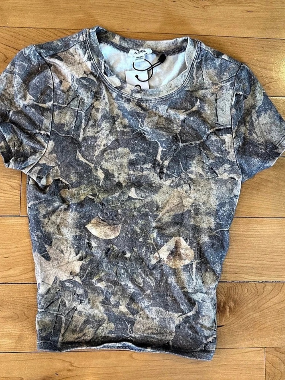 NWT Garage SuperSoft Cropped Crewneck T-Shirt Camo Short Sleeve Tee